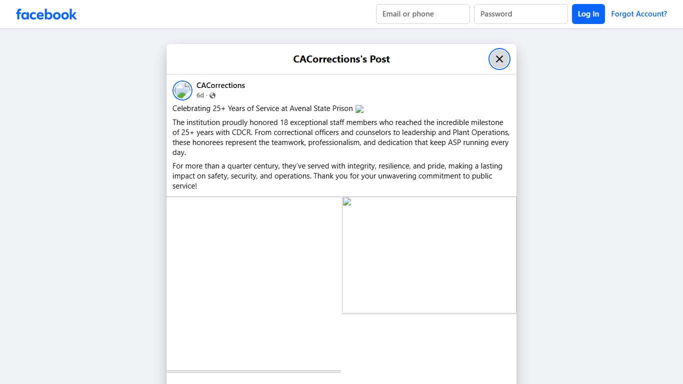 CACorrections - Celebrating 25+ Years of Service at Avenal... Facebook